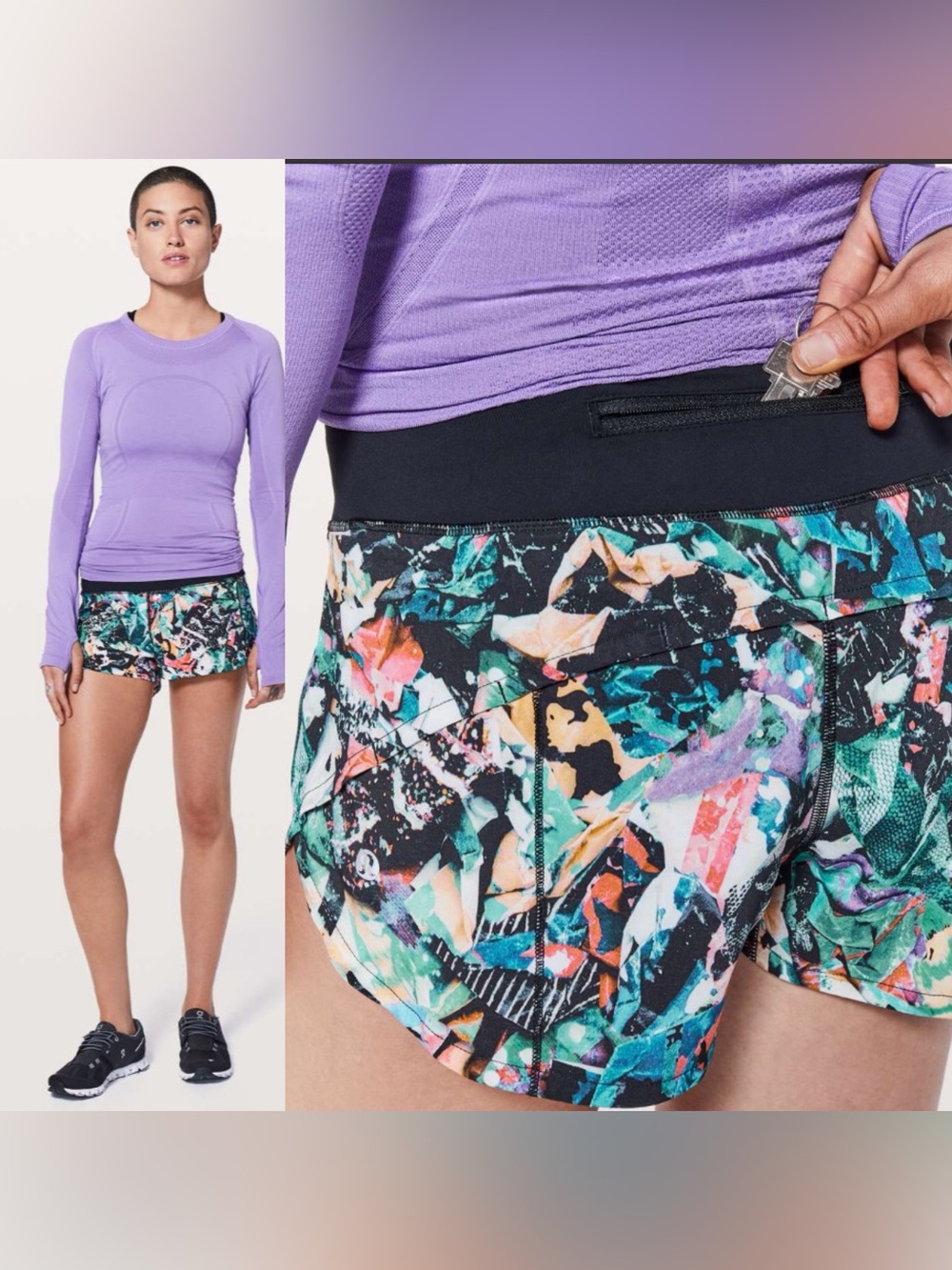 Lululemon High Rise Speed Up Running Shorts 2.5” in Color Crush Multi 6